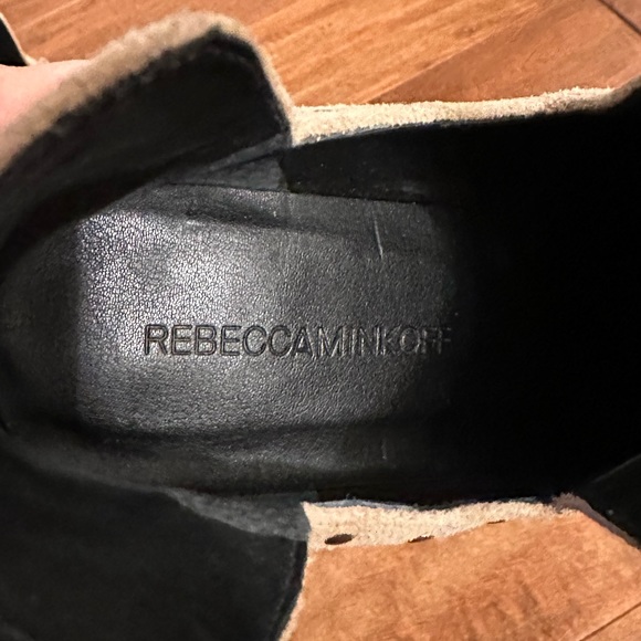 Rebecca Minkoff Lana Studded Split Shaft Beige Suede Block Heel Ankle Boots Sz 6 - Picture 13 of 13